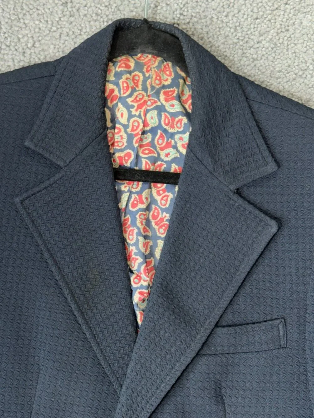 Vintage 70s Johnny Carson Blazer Navy Gold Button Paisley Lining - Sz. 38R -VGUC